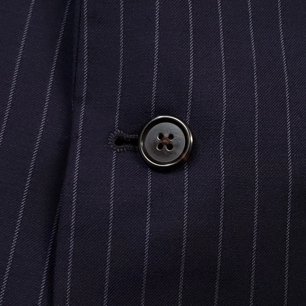Ralph Ralph Lauren Suit Men 50L 46R Navy Blue Pinstripe Wool Blend Two Piece Set